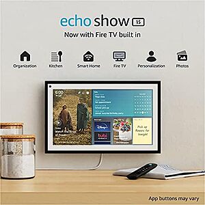 Limited-time deal: Echo Show 15 | Full HD 15.6" smart display with Alexa and Fire TV built in | Remote included - $200