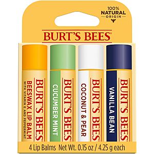 Burt's Bees Lip Balm Easter Basket Stuffers - Beeswax, Cucumber Mint, Coconut and Pear, and Vanilla Bean Pack, With Responsibly Sourced Beeswax, Tint-Free, Natural Lip Tr - $6.00