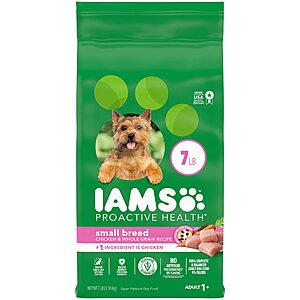 IAMS Small & Toy Breed Adult Dry Dog Food for Small Dogs with Real Chicken, 7 lb. Bag : $9.18 S&S - as low as $8.38 w/5 items S&S