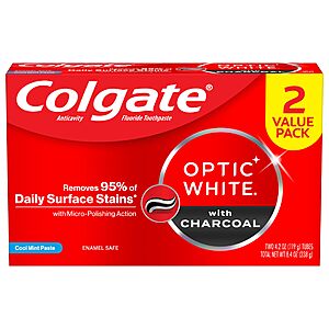 $6.08 w/ S&S: 2-Pack 4.2-Oz Colgate Optic White Charcoal Toothpaste w/ Fluoride (Cool Mint)