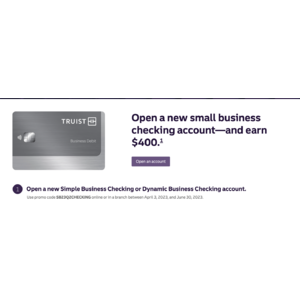 Earn $400 for opening a new small business checking account