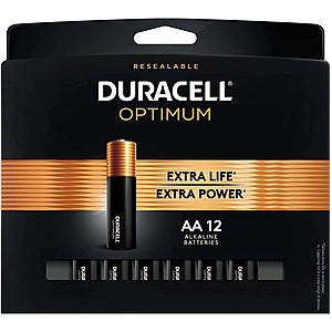 12-Pack Duracell Optimum AA/AAA Batteries + 100% Back in Rewards