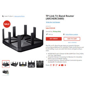 TP Link Tri Band Router (ARCHERC5400) -$125 TP Link Dual Band Router (ARCHERC3150V2) -$97