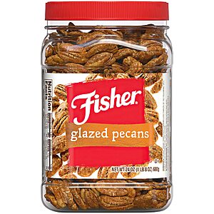 24-Oz Fisher Snack Glazed Whole Pecans $12.45 w/ S&S + Free Shipping w/ Prime or on orders over $35