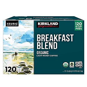 120-Count Kirkland Signature Organic Coffee K-Cup Pods (Breakfast Blend, House Decaf) $32 w/ S&S + Free Shipping