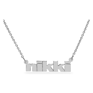 Piercing Pagoda: Lowercase Block Name Necklace in Sterling Silver (Up to 12 Characters): $22 Shipped
