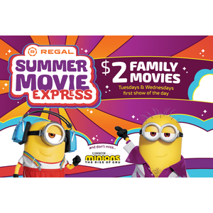 2022 Regal Summer Movie Express Movie Tickets (May 24-Sept 7, 2022) $2 (Valid Every Tuesday/Wednesday; New Films Each Week) & More