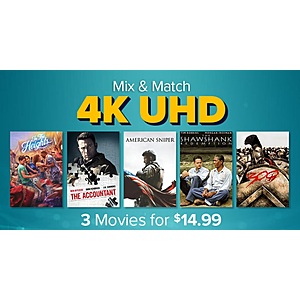VUDU Mix/Match 4K Digital Films; MA: 3 for $14.99: In the Heights, Just Mercy, Blade, The Shawshank Redemption, Batman Ninja, The Dark Knight/Rises, Batman Begins & More