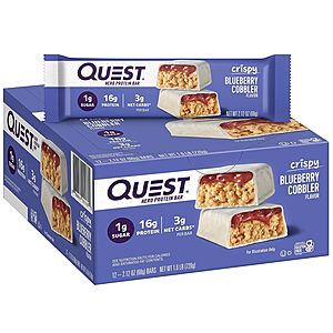 12-Count 2.12-Oz Quest Nutrition Blueberry Cobbler Hero Protein Bar (Blueberry Cobbler) 3 for $45.84 ($1.27 each 2.12-Oz Bar) w/ S&S + Free Shipping