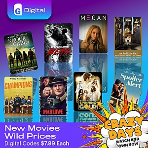4K UHD Universal Digital Films: The Fabelmans, Spoiler Alert, Of An Age, Spinning Gold, Champions, Knock at the Cabin, Cocaine Bear, M3GAN $6.79 Each AC & More via Gruv