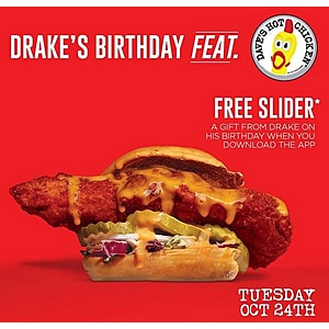 Daves Hot Chicken Free Slider on Oct 24th