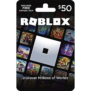 Roblox Physical Gift Cards w/ Virtual Item: $50 GC $40 + Free S/H