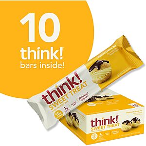10-Count 2.01-Oz think! Protein Bars (Boston Creme Pie) $10.12 w/ S&S+ Free Shipping w/ Prime or on $35+