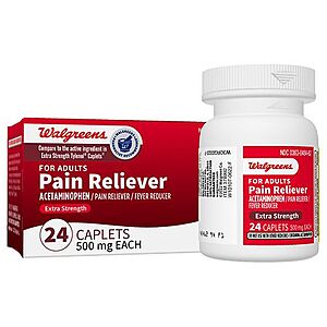 Walgreens Extra Strength Acetaminophen Caplets, 500mg 24 count - $.69 at Walgreens - Free Pickup on Orders $10+