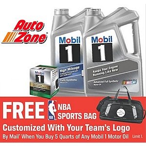 5-Quart Mobil 1 Full Synthetic/High Mileage Motor Oil + Oil Filter  $30 + Free In-Store Pickup