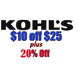 Kohl's Stacking Coupons: Additional Savings: 20% Off +  $10 off $25 + Free In-Store Pickup