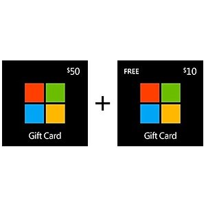 $50 Microsoft Gift Card + $10 Microsoft Bonus Gift Card