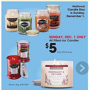 National Candle Day $5 Candles at Fred Meyer ALL Brands regular $5.99  and up only $5 (Yankee, Woodwick, etc.)