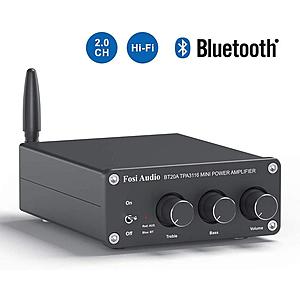 $64.40 SHIPPED - Fosi Audio BT20A (silver or black) 100W RMS X 2 - Bluetooth 5.0 Amplifier 2 Channel Stereo Amp Receiver Class D Amplifier for Home Audio System