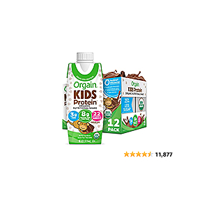 Orgain Organic Kids Protein Nutritional Shake, Chocolate - 8g of Protein, 22 Vitamins & Minerals, Fruits & Vegetables, Gluten Free,8.25 Fl Oz (Pack of 12)- $18.70