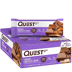 12-Ct Quest Nutrition Protein Bars (Caramel Chocolate Chunk) $15.40 w/ Subscribe & Save + Free S/H