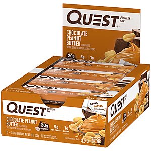 12-Count 2.12-Oz Quest Nutrition 20g Protein Bar (Chocolate Peanut Butter) $15.60 w/ Subscribe & Save