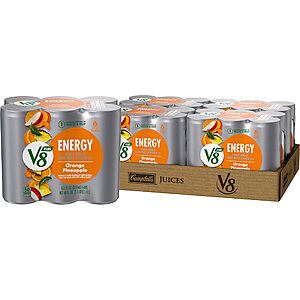 24-Pack of 8oz V8 +Energy Drinks (Orange Pineapple) $11.05 & More w/ S&S + Free Shipping w/ Prime or on $25+