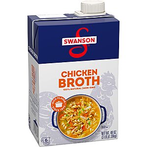 48-Oz Swanson 100% Natural Gluten-Free Chicken Broth $2.22 w/ S&S + Free Shipping w/ Prime or on $35+