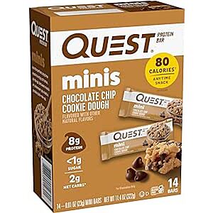 14-Ct Quest Nutrition Mini Protein Bars: Cookies & Cream $12, Chocolate Chip Cookie Dough $11.69 w/ S&S + Free Shipping w/ Prime or on $35+