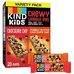 20-Count 0.81-Oz KIND KIDS Chewy Granola Bars Variety Pack (Chocolate Chip and Peanut Butter Chocolate Chip) $5.99 w/ S&S + Free Shipping w/ Prime or on $35+