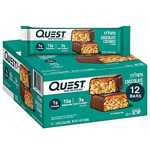 12-Count 1.94-Oz Quest Nutrition Crispy Hero Protein Bar (Chocolate Coconut) $15.59 w/ S&S + Free Shipping w/ Prime or on $35+