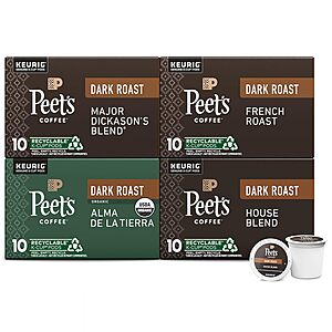 40-Count Peet's Coffee Dark Roast K-Cup Pods Variety Pack $13.15 w/ Subscribe & Save