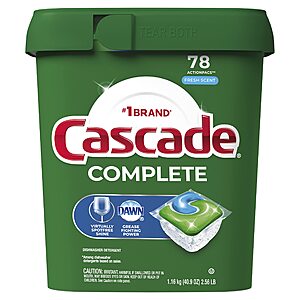78-Count Cascade Complete Dishwasher Detergent Pods (Fresh Scent) $13.04 w/ S&S + Free Shipping w/ Prime or on $35+