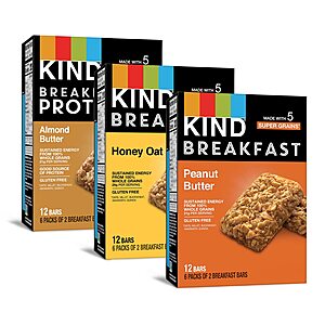 36-Count KIND Breakfast Bars (3-Flavor Variety Pack) $12.75 w/ Subscribe & Save & More