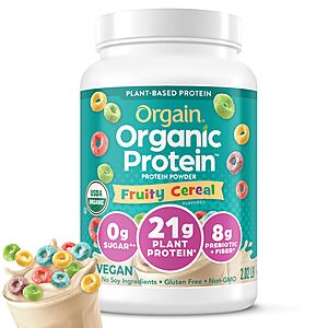 2.03-Lb Orgain Organic Vegan Protein Powder (Fruity Cereal) $20.25 w/ Subscribe & Save