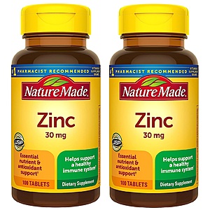 B1G1 Free Select Vitamins/Supplements: 100-Ct Nature Made 30mg Zing Tablets 2 for $4.74 & More w/ S&S + Free Shipping w/ Prime or on $35+