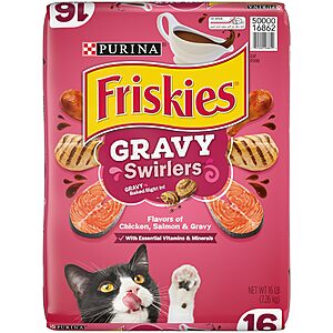 16-Lb Purina Friskies Dry Cat Food (Gravy Swirlers or Tender & Crunchy Combo) $11.99 w/ S&S + Free Shipping w/ Prime or on $35+