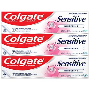 3-Pack 6-Oz Colgate Maximum Strength Whitening Toothpaste (Fresh Mint) $5.84 w/ S&S + Free Shipping w/ Prime or on $35+