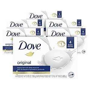 24-Count 3.75-oz Dove Beauty Moisturizing Soap Bars (Original) $16.18 w/ S&S + Free Shipping w/ Amazon Prime or Orders $35+