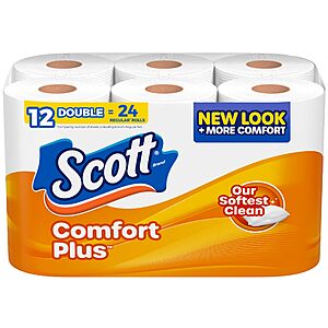 12-Count Scott ComfortPlus 1-Ply Double Toilet Paper Rolls $4.79 w/ S&S + Free Shipping w/ Prime or on $35+