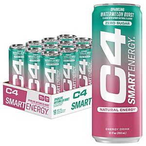 12-Pack 12-Oz C4 Smart Energy Drink (Watermelon Burst) $13.91 w/ S&S + Free Shipping w/ Prime or $35+