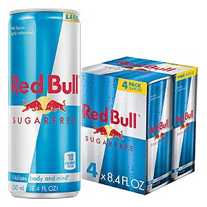 4-Pack 8-oz Red Bull Energy Drink (Sugar Free) $3.99 + Free Shipping w/ Prime or on $35+