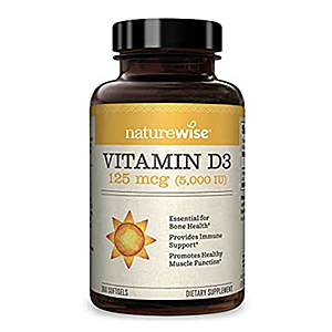 NatureWise Vitamin D3 5,000 IU (1 Year Supply) for Healthy Muscle Function, Bone Health, and Immune Support Non-GMO in Cold-Pressed Organic Olive Oil Gluten-Free [360 Count] $7.22