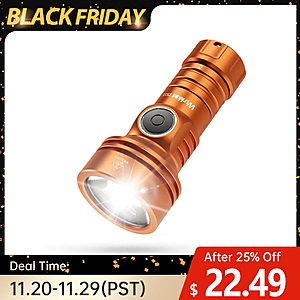 Wurkkos TS11 2000LM Powerful Rechargeable EDC Flashlight SFT40 with RGB Auxiliary And Switch, Anduril 2.0, IP68, $23.99