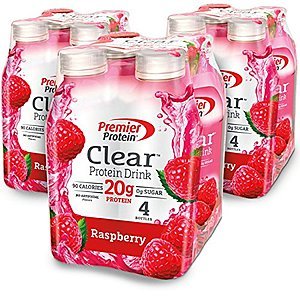 Premier Protein Clear Drink, Raspberry, 16.9 fl oz Bottle, (12 Count) (S&S Eligible) $13