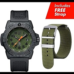 LUMINOX Navy Seal 3500 Green Dial Rubber Men's Watch w/ 2 Straps $169 + free s/h