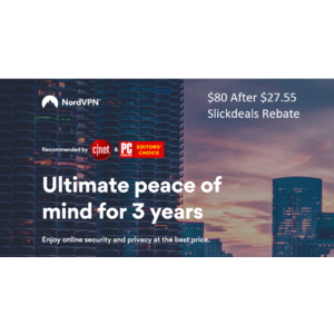 3-Year NordVPN Subscription $80 after $27.55 Slickdeals Rebate