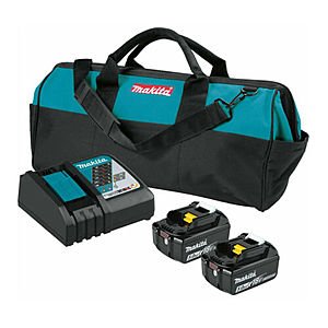 2-Pack Makita 18V LXT 5.0Ah Lithium-Ion Batteries and Optimum Charger & Bag $100 + Free Shipping