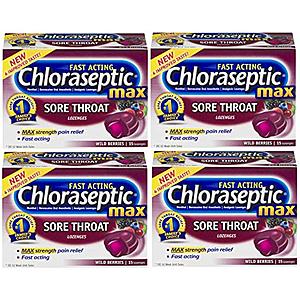 60-Ct Chloraseptic Max Strength Sore Throat Lozenges (Wild Berries) $8.35 w/ S&S & More + Free S&H