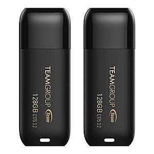 2-Pack 128GB Team Group C175 USB 3.2 Flash Drive (Matte Black) $16.50